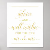 Elegante Gold Script Wedding Well wünscht Poster (Vorne)