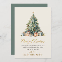 Elegante Gold Script Weihnachtsbaumkarten außerhal Feiertagskarte