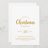 Elegante Gold Script Weihnachtsfeier Einladung (Vorne/Hinten)