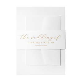 Elegante Gold Script White Wedding Einladungsbanderole