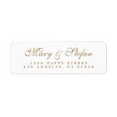 Elegante Gold Script White Wedding Rücksendeadress (Vorne)
