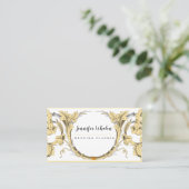 Elegante Gold Scrolls Floral Custom Business Card Visitenkarte (Stehend Vorderseite)
