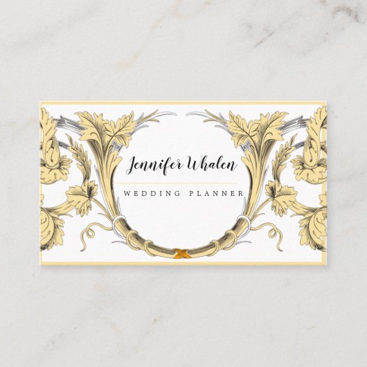 Elegante Gold Scrolls Floral Custom Business Card Visitenkarte (Vorderseite)
