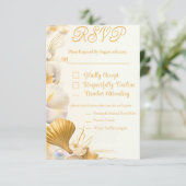 Elegante Gold Seashell UAWG Wedding Card RSVP Karte (Stehend Vorderseite)