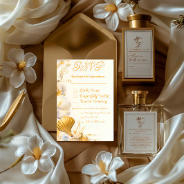 Elegante Gold Seashell UAWG Wedding Card RSVP Karte