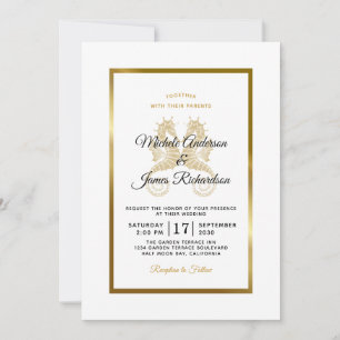Elegante Gold Seepferde Tropical Wedding Einladung