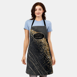 Elegante Gold Sequins Black Marble Schürze