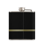 Elegante Gold-Signatur-Monogramm auf Schwarz Flachmann (Rückseite)