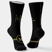 Elegante Gold-Signatur-Monogramm auf Schwarz Socken (Gewinkelt)