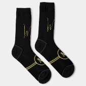Elegante Gold-Signatur-Monogramm auf Schwarz Socken (Rechts)