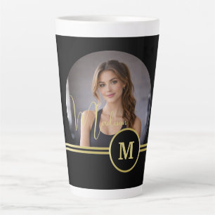 Elegante Gold-Signatur-Monogramm mit Foto Milchtasse