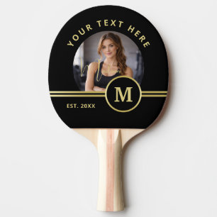 Elegante Gold-Signatur-Monogramm mit Foto Tischtennis Schläger