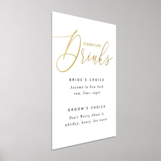 Elegante Gold Signature Drinks | Wedding Bar Sign Foliendrucke (Ablage )
