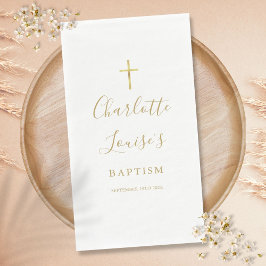 Elegante Gold Signature Script Taufe Christening Serviette