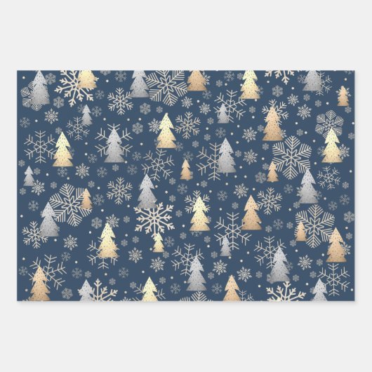 Elegante Gold & Silber Weihnachtsbaum  Geschenkpapier Set (Vorderseite 3)