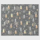 Elegante Gold & Silber Weihnachtsbaum Snowflakes Geschenkpapier (Flach)