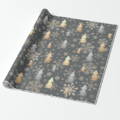 Elegante Gold & Silber Weihnachtsbaum Snowflakes Geschenkpapier (Ungerollt)