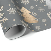 Elegante Gold & Silber Weihnachtsbaum Snowflakes Geschenkpapier (Rolleneckpunkt)
