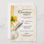 Elegante Gold Silver Bells Weihnachten Einladung (Vorderseite)