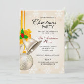 Elegante Gold Silver Bells Weihnachten Einladung (Stehend Vorderseite)