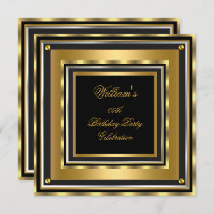 Elegante Gold Silver Black Birthday Party Mans Man Einladung