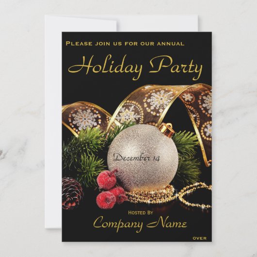 Elegante Gold Silver Black Corporate Holiday Party Einladung (Vorderseite)