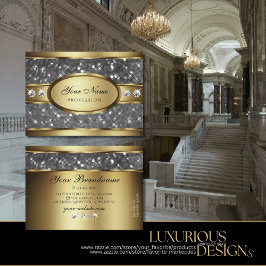 Elegante Gold Silver Glitzer Stars und Diamanten Visitenkarte