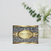 Elegante Gold Silver Glitzer Stars und Diamanten Visitenkarte (Stehend Vorderseite)