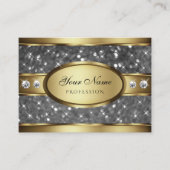 Elegante Gold Silver Glitzer Stars und Diamanten Visitenkarte (Vorderseite)