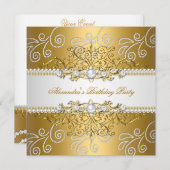 Elegante Gold Silver Lace Diamond Overlay Perlen Einladung (Vorne/Hinten)