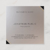 Elegante Gold Silver Monogram Modern Template Luxe Quadratische Visitenkarte (Rückseite)