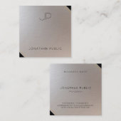 Elegante Gold Silver Monogram Modern Template Luxe Quadratische Visitenkarte (Vorne/Hinten)