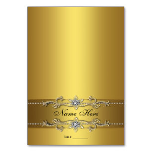 Elegante Gold-Sitzkarte Tischnummer