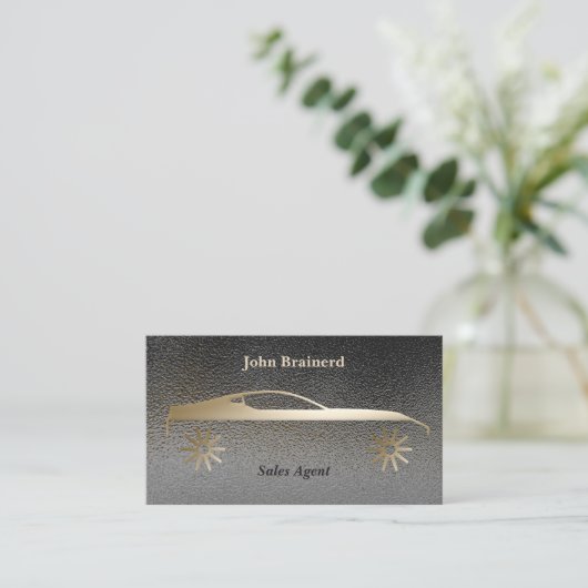 Elegante Gold & Smokey Gray Auto Business Card Visitenkarte (Stehend Vorderseite)