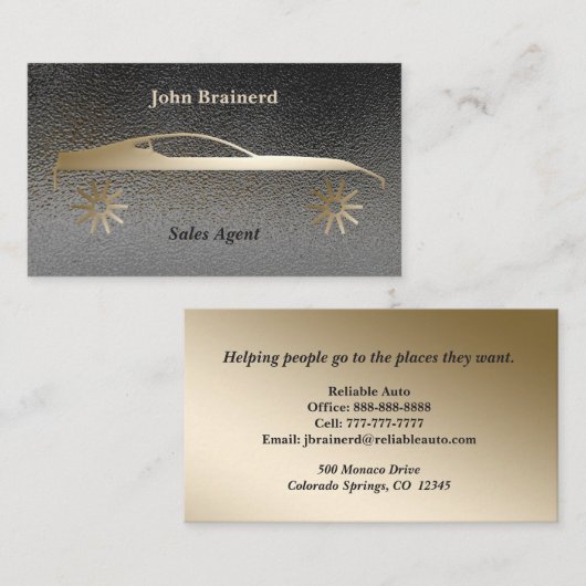 Elegante Gold & Smokey Gray Auto Business Card Visitenkarte (Vorne/Hinten)