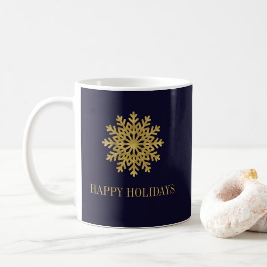 Elegante Gold Snowflake Holiday Coffee Tasse (Mit Donut)