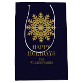 Elegante Gold Snowflake Holiday Gift Bag Mittlere Geschenktüte (Vorderseite)