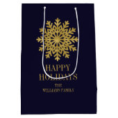 Elegante Gold Snowflake Holiday Gift Bag Mittlere Geschenktüte (Rückseite)