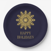 Elegante Gold Snowflake Holiday Paper Plate Pappteller (Vorderseite)