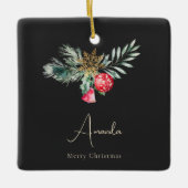 Elegante Gold Snowflake Moderne frohe Weihnachtsgl Keramikornament (Vorderseite)