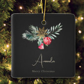 Elegante Gold Snowflake Moderne frohe Weihnachtsgl Keramikornament