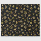 Elegante Gold Snowflake Schwarzer Hintergrund Weih Geschenkpapier (Flach)