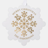 Elegante Gold Snowflake Weihnachten Ornament Karte (Vorderseite)