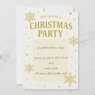 Elegante Gold Snowflake Weihnachten Party Einladun Einladung