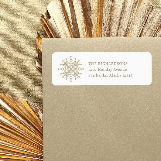 Elegante Gold Snowflake | Weihnachts-Rücksendeadre