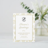 Elegante Gold Snowflakes Business Logo Notar Postkarte (Stehend Vorderseite)