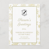 Elegante Gold Snowflakes Business Logo Notar Postkarte (Vorderseite)