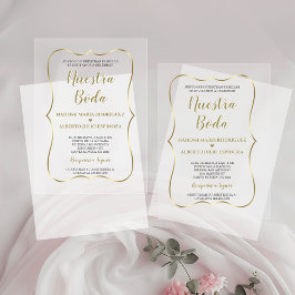 Elegante Gold Spanish Nuestra Boda Calligraphy Acryleinladungen