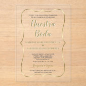 Elegante Gold Spanish Nuestra Boda Calligraphy Acryleinladungen (Vorderseite)