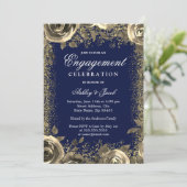 Elegante Gold Sparkle Glitzer Engagement Party Einladung (Stehend Vorderseite)